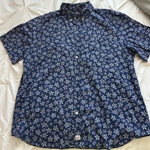 VINEYARD VINES Men's Slim Fit Murray Blue & White Short Sleeve Button Down Shirt